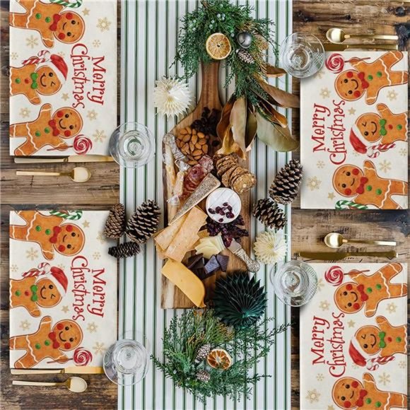 Set of 4  |  Gingerbread Man Placemats 12 x 18 Inches Merry Christmas - Picture 5 of 7